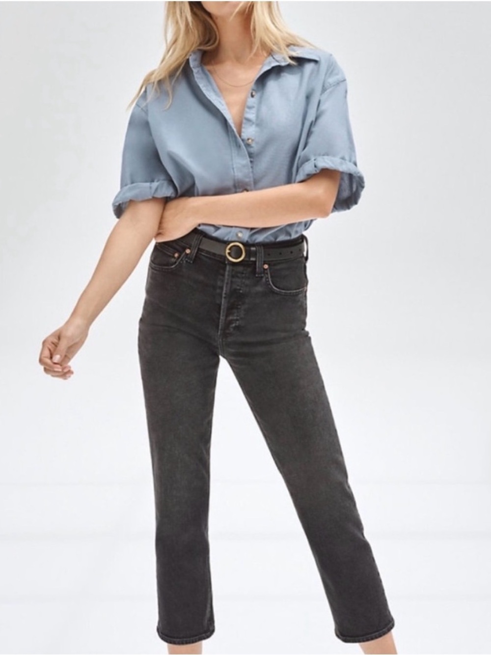 Denim Forum from Aritzia The Arlo High Rise Straight in Washed Black